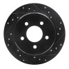 R1 97-07 Chrysler Town & Country Rear Right Drilled & Slotted Black Brake Rotor
