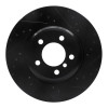 R1 02-08 BMW 760LI Front Right Drilled & Slotted Black Brake Rotor