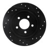 R1 97-07 Chrysler Town & Country Rear Left Drilled & Slotted Black Brake Rotor