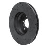 R1 02-08 BMW 745LI Front Left Drilled & Slotted Black Brake Rotor