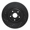 R1 20-25 Subaru Crosstrek Front Right Drilled & Slotted Black Brake Rotor