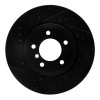 R1 01-08 BMW 330I Front Left Drilled & Slotted Black Brake Rotor