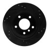 R1 96-05 BMW 323I Rear Left Drilled & Slotted Black Brake Rotor