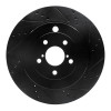 R1 17-25 Subaru BRZ Rear Right Drilled & Slotted Black Brake Rotor