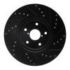 R1 06-21 Subaru Tribeca Front Left Drilled & Slotted Black Brake Rotor