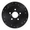 R1 05-09 Subaru Legacy Rear Right Drilled & Slotted Black Brake Rotor