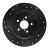 R1 05-09 Subaru Legacy Rear Right Drilled & Slotted Black Brake Rotor