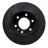 R1 06-25 American Coach PatRiot Front Right Drilled & Slotted Black Brake Rotor
