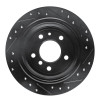 R1 81-86 BMW 735I Rear Left Drilled & Slotted Black Brake Rotor