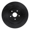 R1 05-07 Subaru Impreza Rear Left Drilled & Slotted Black Brake Rotor