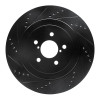 R1 03-04 Subaru Impreza Rear Left Drilled & Slotted Black Brake Rotor