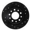 R1 03-17 Dodge Viper Rear Right Drilled & Slotted Black Brake Rotor