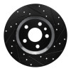 R1 20-22 Jaguar E-Pace Rear Right Drilled & Slotted Black Brake Rotor