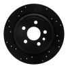 R1 13-15 Land Rover LR2 Rear Left Drilled & Slotted Black Brake Rotor