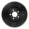 R1 04-07 Volvo S60 Front Left Drilled & Slotted Black Brake Rotor