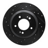 R1 -22 Hyundai Veloster N Rear Left Drilled & Slotted Black Brake Rotor