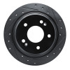 R1 18-25 Hyundai Kona Rear Right Drilled & Slotted Black Brake Rotor