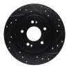 R1 -25 Hyundai Santa Fe Rear Right Drilled & Slotted Black Brake Rotor