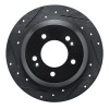R1 14-23 Hyundai Kona Rear Left Drilled & Slotted Black Brake Rotor