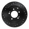 R1 16-22 Hyundai Tucson Rear Left Drilled & Slotted Black Brake Rotor