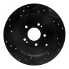 R1 10-21 Hyundai Santa Fe XL Rear Right Drilled & Slotted Black Brake Rotor
