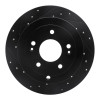 R1 07-09 Hyundai Santa Fe Rear Left Drilled & Slotted Black Brake Rotor