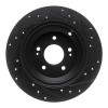 R1 18-23 Genesis G70 Rear Left Drilled & Slotted Black Brake Rotor