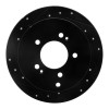 R1 01-16 Hyundai Santa Fe Rear Left Drilled & Slotted Black Brake Rotor