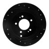 R1 01-16 Hyundai Santa Fe Rear Left Drilled & Slotted Black Brake Rotor