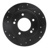 R1 11-25 Hyundai Kona Rear Left Drilled & Slotted Black Brake Rotor
