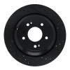 R1 11-17 Hyundai Equus Rear Right Drilled & Slotted Black Brake Rotor