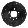 R1 09-16 Hyundai Tucson Rear Right Drilled & Slotted Black Brake Rotor