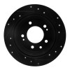 R1 09-16 Hyundai Tucson Rear Left Drilled & Slotted Black Brake Rotor