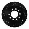 R1 07-08 Hyundai Tiburon Rear Left Drilled & Slotted Black Brake Rotor