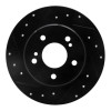 R1 01-03 Hyundai XG350 Front Left Drilled & Slotted Black Brake Rotor