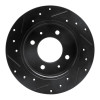 R1 97-06 Hyundai Tiburon Rear Right Drilled & Slotted Black Brake Rotor