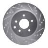 R1 2005-2025 Infiniti M35 Rear Right Drilled & Slotted Silver Brake Rotor