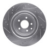 R1 2008-2025 Infiniti G37 Rear Right Drilled & Slotted Silver Brake Rotor