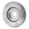 R1 2008-2025 Infiniti Q50 Front Left Drilled & Slotted Silver Brake Rotor
