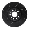 R1 2013-2023 Chrysler 200 Front Right Drilled & Slotted Black Brake Rotor