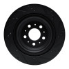 R1 2017-2025 Tesla Model 3 Rear Left Drilled & Slotted Black Brake Rotor
