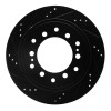 R1 2010-2024 Lexus GX460 Rear Left Drilled & Slotted Black Brake Rotor