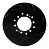 R1 2010-2024 Lexus GX460 Rear Left Drilled & Slotted Black Brake Rotor