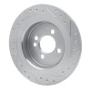 R1 09-14 Mini Cooper Clubman Rear Left Drilled & Slotted Silver Brake Rotor