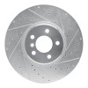 R1 08-19 BMW X5 Front Right Drilled & Slotted Silver Brake Rotor