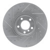 R1 07-18 BMW X5 Front Right Drilled & Slotted Silver Brake Rotor