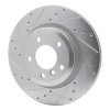 R1 11-16 BMW Z4 Rear Left Drilled & Slotted Silver Brake Rotor