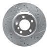 R1 02-08 BMW 750LI Front Right Drilled & Slotted Silver Brake Rotor