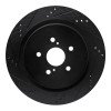 R1 16-22 Lexus RX350 Rear Left Drilled & Slotted Black Brake Rotor