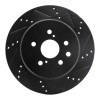 R1 06-20 Lexus IS250 Rear Right Drilled & Slotted Black Brake Rotor